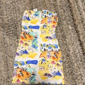 Frankie's Bikinis Multicolor Tropical Print Mini Dress